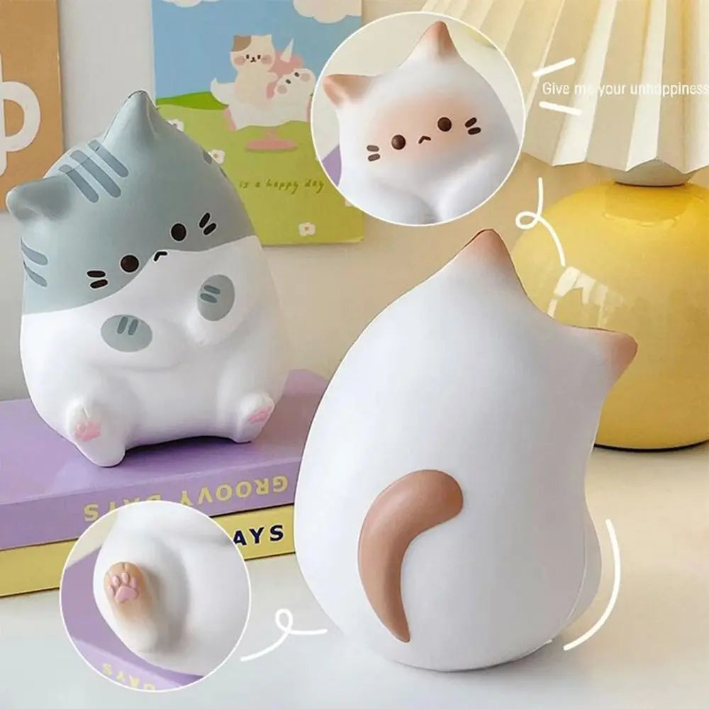 Jouet spongieux en PU à montée lente, boule anti-stress, dessin animé, ornements de table, sous forme de chat