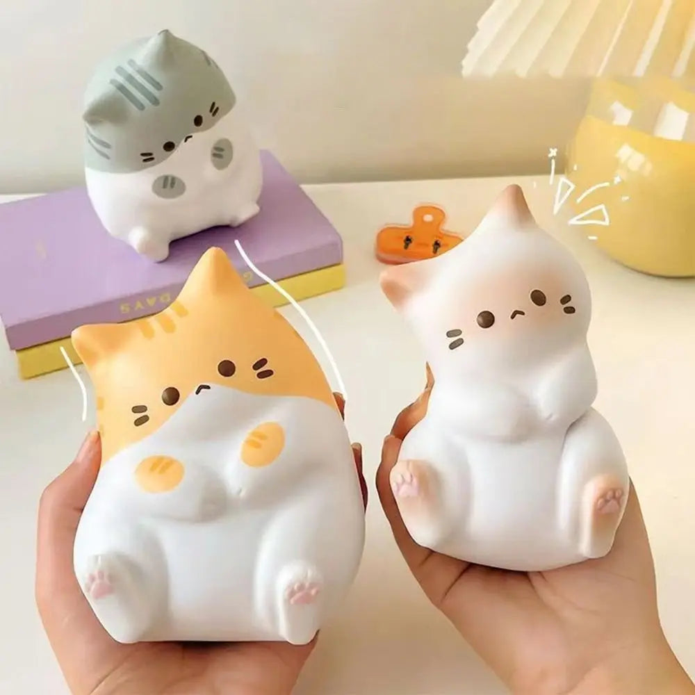Jouet spongieux en PU à montée lente, boule anti-stress, dessin animé, ornements de table, sous forme de chat