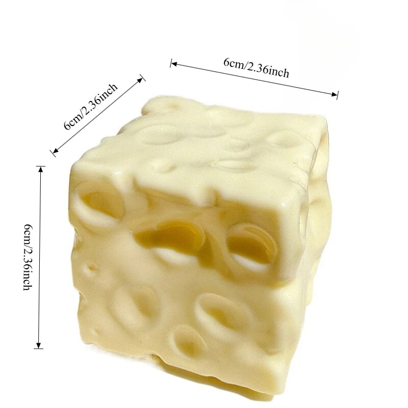 Taba Squishy - Boule anti-stress en forme de cube de fromage, jouet sensoriel à presser, non rebondissant, pour enfants et adultes, cadeaux relaxants